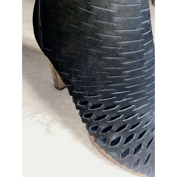 Paul Green Tracey Black Nubuck Caged Peep Toe Booties Size 7.5 With 3.75" Heel & - Picture 4 of 10